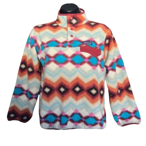Patagonia Synchilla Snap T Fleece Aztec Timber Twist: Cinder Red Women’s xsmall - Picture 2 of 7